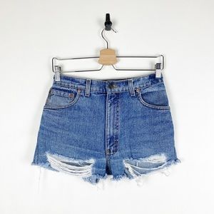 Levi's Vintage High Rise Distressed Jean Shorts 26